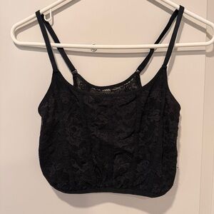 Black Lace Strappy Crop Top